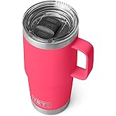 YETI Rambler 20 oz Travel Mug, Stainless Steel, Vacuum Insulated with Stronghold Lid, Bimini Pink