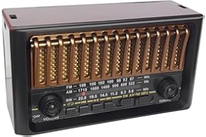 Rádio AM/FM Bluetooth Portátil Retro Vintage Antigo Recarregável 3183 Com Lanterna Embutida Entradas SD TF Aux Bateria e Pilh