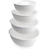 Nordic Ware Prep and Serve Mixing Bowls Set, 8-Piece, Glacier White