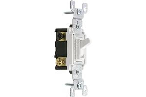 Leviton 1453-2W 15 Amp, 120 Volt, Toggle Framed 3-Way AC Quiet Switch, Residential Grade, Grounding, Quickwire Push-In & Side