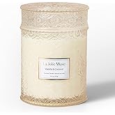 LA JOLIE MUSE Vanilla Coconut Candle, Tropical Candle Scented, Candle for Home Scented, Wood Wicked Soy Candles, 19.4oz 90 ho