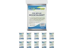 Primacare HB-10 Emergency Foil Mylar Thermal Blanket (Pack of 10), 52" Length x 84" Width, Silver