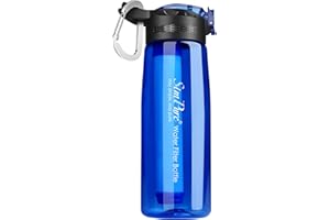 SimPure Filtered Water Bottle, BPA Free Water Bottle with Filter Replaceable 4-Stage Filter Straw, Portable Water Filter Bott