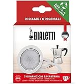 Bialetti Spare Parts, Includes 3 Gaskets and 1 Plate, Compatible with Moka Express, Fiammetta, Break, Happy, Dama, Moka Melod