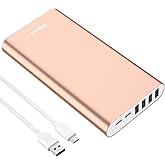 Portable Charger BONAI 20000mAh Power Bank 4 USB Output & Dual Input, Aluminum Polymer External Battery Pack for Road Trip Ca