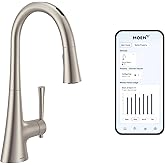 Moen 9126EVSRS Kurv Smart Faucet Touchless Pull Down Sprayer Kitchen Faucet with Voice Control and Power Boost, Spot Resist S