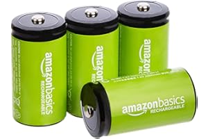 Amazon Basics 4-Pack Rechargeable C Cell NiMH Batteries, 5000 mAh, Recharge up to 1000x Times, Pre-Charged