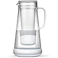 LifeStraw Home - Water Filter Pitcher, 7-Cup, White, Glass with Silicone Base, White, for everyday protection against bacteri