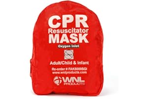 WNL Products CPR Rescue Mask, Adult/Child & Infant Pocket Resuscitator, Soft Case Kit with Belt Clip