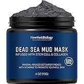 New York Biology Dead Sea Mud Mask for Face and Body with Stem Cell and Collagen - Spa Quality Pore Reducer for Acne, Blackhe