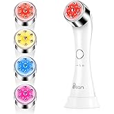 Facial Massager Skin Tightening Machine, 4 Color LED Light Therapy Machine, Promote Face Cream Absorption Strengthening Elast