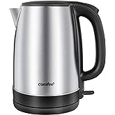 COMFEE' 1.7L Stainless Steel Electric Tea Kettle, BPA-Free Hot Water Kettle Electric with LED Light, Auto Shut-Off and Boil-D