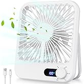 Travel Fan for Sleeping, Portable Fan for Travel Rechargeable with Digital Display, 100 Speed Wind Personal USB Fan with Vari