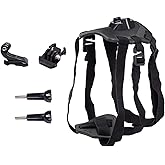 Dog Harness Mount for Gopro, Soft and Adjustable Dog Harness Vest with 2 Mouting Base Pet Chest and Back Fixation for Gopro H