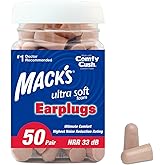 Mack's Ultra Soft Foam Earplugs, 50 Pair - 33dB Highest NRR, Comfortable Ear Plugs for Sleeping, Snoring, Travel, Concerts, S