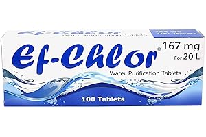 Ef-Chlor Water Purification Tablets/Drops (167 mg - 100 Tablets) - Potable Water Treatment Ideal for Emergencies, Survival, T