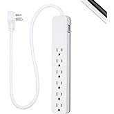 GE Pro 6-Outlet Surge Protector, 2 Ft Extension Cord, 620 Joules, Power Strip, Flat Plug, Integrated Circuit Breaker, Wall Mo