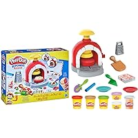 Hasbro Play-Doh Kitchen Creations Pizza Oven Playset, Play Food Toy for Kids 3 Years and Up, 6 Cans of Modeling Compound, 8 A