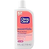 Clean & Clear Essentials Dual Action Oil-Free Facial Moisturizer, Salicylic Acid Acne Treatment with Pro-Vitamin B5 Moisturiz
