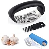 Garlic Press Crusher,Stainless Steel Garlic Press Rocker - Precision Kitchen Gadgets Garlic Chopper Garlic Mincer with Silico