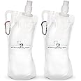 Survivor Filter 1L Clear Collapsible Water Bottles - Travel, Hiking, Foldable, BPA-Free - 2 x 33oz