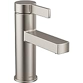 Moen Beric Spot Resist Nickel Modern One-Handle Single Hole Bathroom Faucet with Drain Assembly and Optional Deckplate for Yo