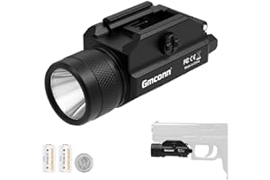 Gmconn 1200 Lumens Rail Mounted Compact Pistol Light LED Strobe Tactical Gun Flashlight with 2 x CR123A Lithium Batteries