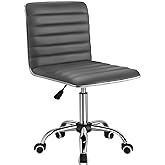 Furmax Mid Back Task Chair, Low Back Leather Swivel Office Chair, Vanity Chair for Makeup Room, Computer Desk Chair Retro wit