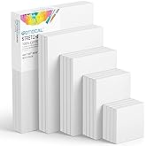 GOTIDEAL18Pcs Stretched Canvases for Painting Multi Pack 4x4, 5x7, 8x10,9x12, 11x14 Set, Primed White - 100% Cotton Artist Bl