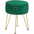 Urban Deco Velvet Storage Ottoman Foot Rest Makeup Footstool Velvet Footrest Chair with 4 Metal Legs Storage Stool and Ottoma