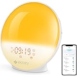 ecozy Sunrise Alarm Clock for Heavy Sleepers, Smart Wake Up Light with Sunrise/Sunset Simulation, App & Voice Controlled, Nat