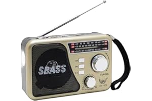 Rádio Caixa Som X-BASS FM/AM Multi-banda - Som De Qualidade - Portatil, Retro vibes - Champions Rox (Bege)