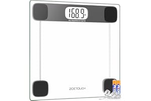 ZOETOUCH Scale for Body Weight Digital Bathroom Weighing Bath Scale, Tempered Glass LCD Display Batteries and Tape Measure In