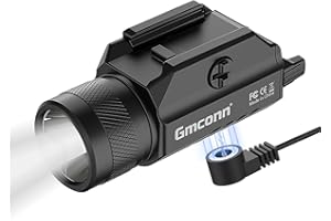Gmconn 1250 Lumen Pistol Light, Compact Adjustable Rail Mounted Flashlight Mini Weapon Light with Strobe Mode for Picatinny M