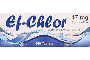 Ef-Chlor Water Purification Tablets (17 mg - 100 Tablets) - Portable Drinking Water Treatment - Ideal for Emergencies, Surviv