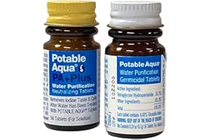 Potable Aqua Water Purification Tablets with PA Plus, Portable and Effective Water Purification Solution for Camping, Hiking,