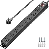 CRST 8 Outlet Metal Heavy Duty Power Strip, 2100J Power Strip Surge Protector, 6FT Cord Mountable Power Strip for Home Office