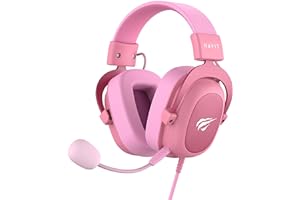 Headset Fone de Ouvido Havit HV-H2002d Pink, Gamer, com Microfone, Falante 53mm, Plug 3, 5mm: compatível com XBOX ONE e PS4, 