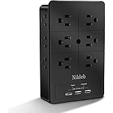 Multi Plug Outlet Extender Nikleb, Surge Protector 12 Outlets, Wall Plug with 2 USB+ USB C Ports Total 3.1A, Charger Blocks W