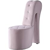 Best Master Furniture High Heel Velvet Shoe Chair with Crystal Studs, Pink