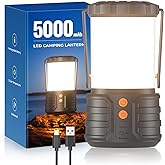Camping Lantern,5000mAh Rechargeable Battery Emergency Lights for Power Outages,3 Colors,IPX4 Waterproof Portable Flashlight 