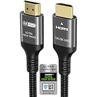 Ubluker 10K 8K 4K HDMI Cable 48Gbps 6.6 FT, Certified Ultra High Speed HDMI® Cable 4K 240Hz 144Hz 120Hz 8K60Hz 0.01ms HDR10+ 