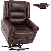 mecor Power Lift Chair Dual Motor PU Leather Lift Recliner for Elderly Lay Flat Sleeper Recliner with Massage/Heat/Vibration/