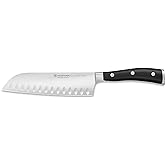 WÜSTHOF Classic IKON 7" Hollow Edge Santoku Knife, Black