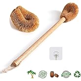 Toilet Brush, Natural Coconut Fibre Brush Head and Rubber Wood Handle, Great for Bathroom