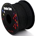 emma kites 100% Black Kevlar Braided Cord (0.4~4.6mm Dia, 50lb~1800lb) High Strength, Abrasion Flame Resistant, Tough Surviva