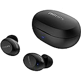 PHILIPS Fone de ouvido sem fio TWS bluetooth com microfone e energia para 18 horas totais na cor preto, padrão, TAT1235BK/97