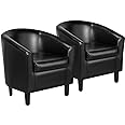 Yaheetech Barrel Chairs set of 2, Faux Leather Club Chairs, PU Leather Accent Chairs, Waiting Room Chair with Soft Padded Sea