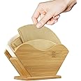Unibene Bamboo Coffee Filter Holder, Renewable Stand Container Dispenser Rack Shelf for Square Cone-shaped and Flat-bottomed 