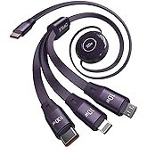 CAFELE Multi Charging Cable [Travel Companion] 100W Retractable Charging Cable, 3in1 Charging Cable Multiple Ends with USB C,